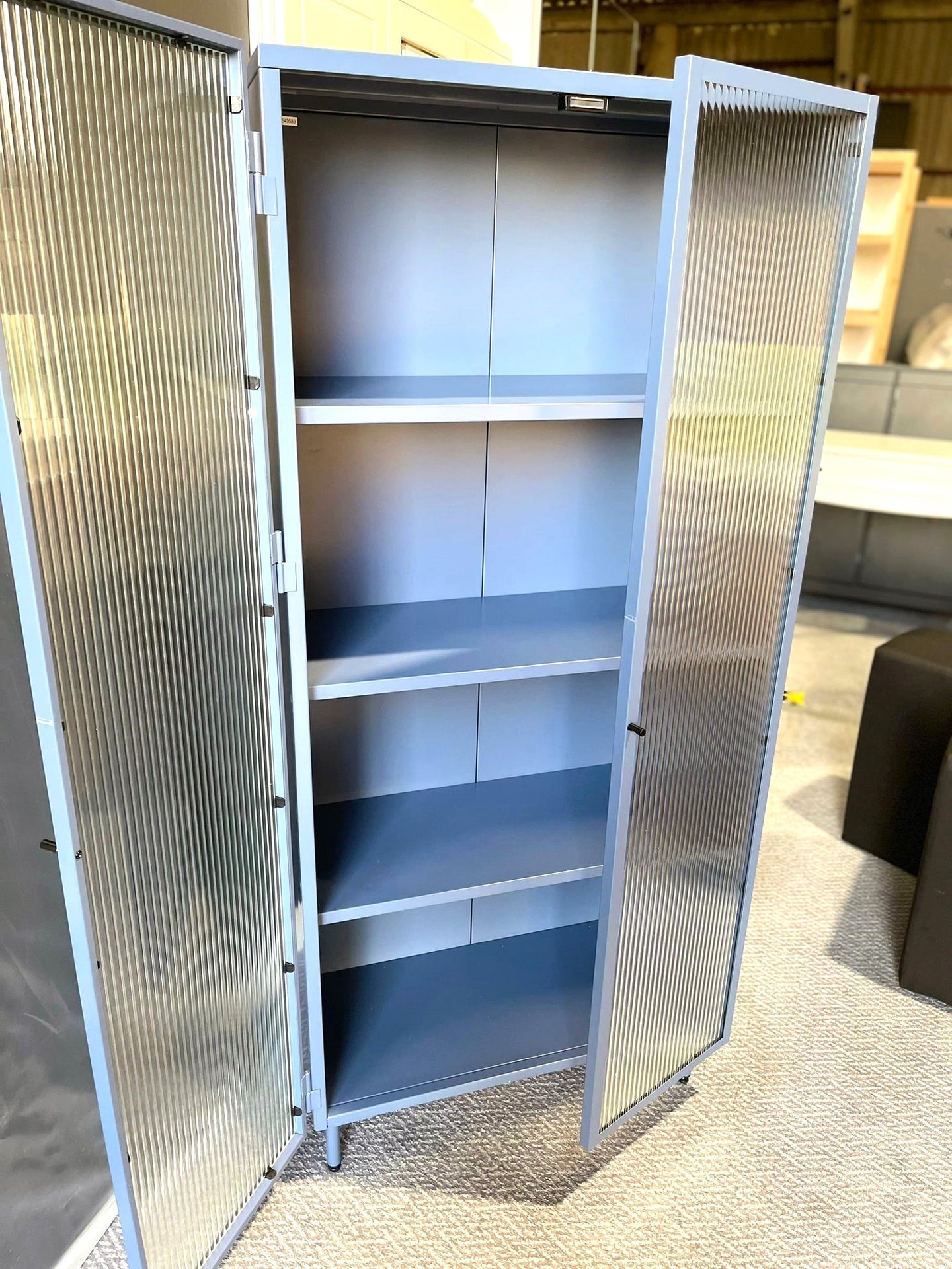 Assembled Habitat Morillo 2 Door Glass Display Cabinet - Blue